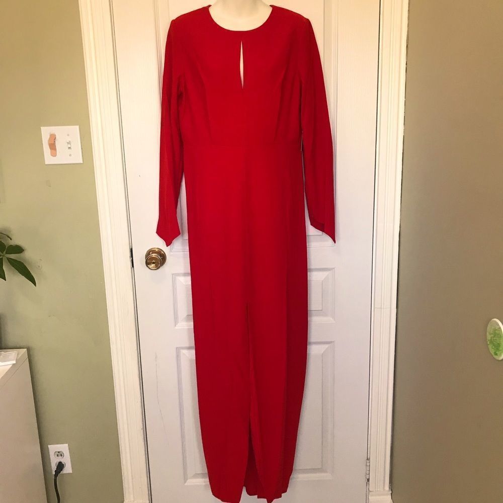 Elegant Red Long Sleeve Dress
